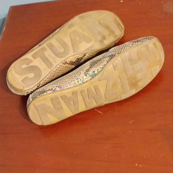 Stuart Weitzman python print 7.5 holographic overlay tan & brown flats - Picture 12 of 17